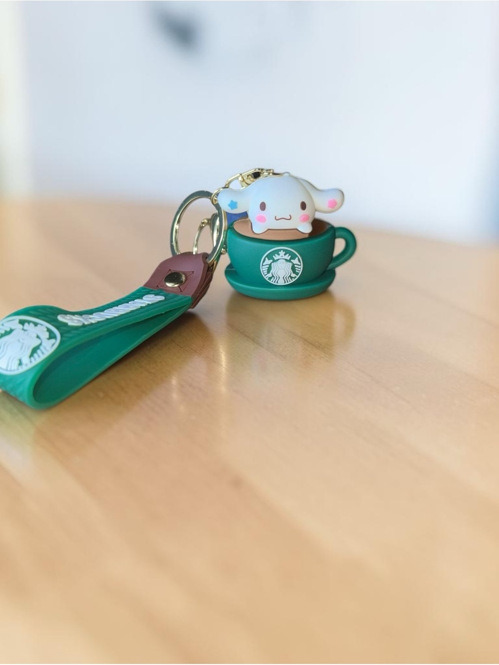 Starbucks Green Cup Keychain with Cinnamonroll